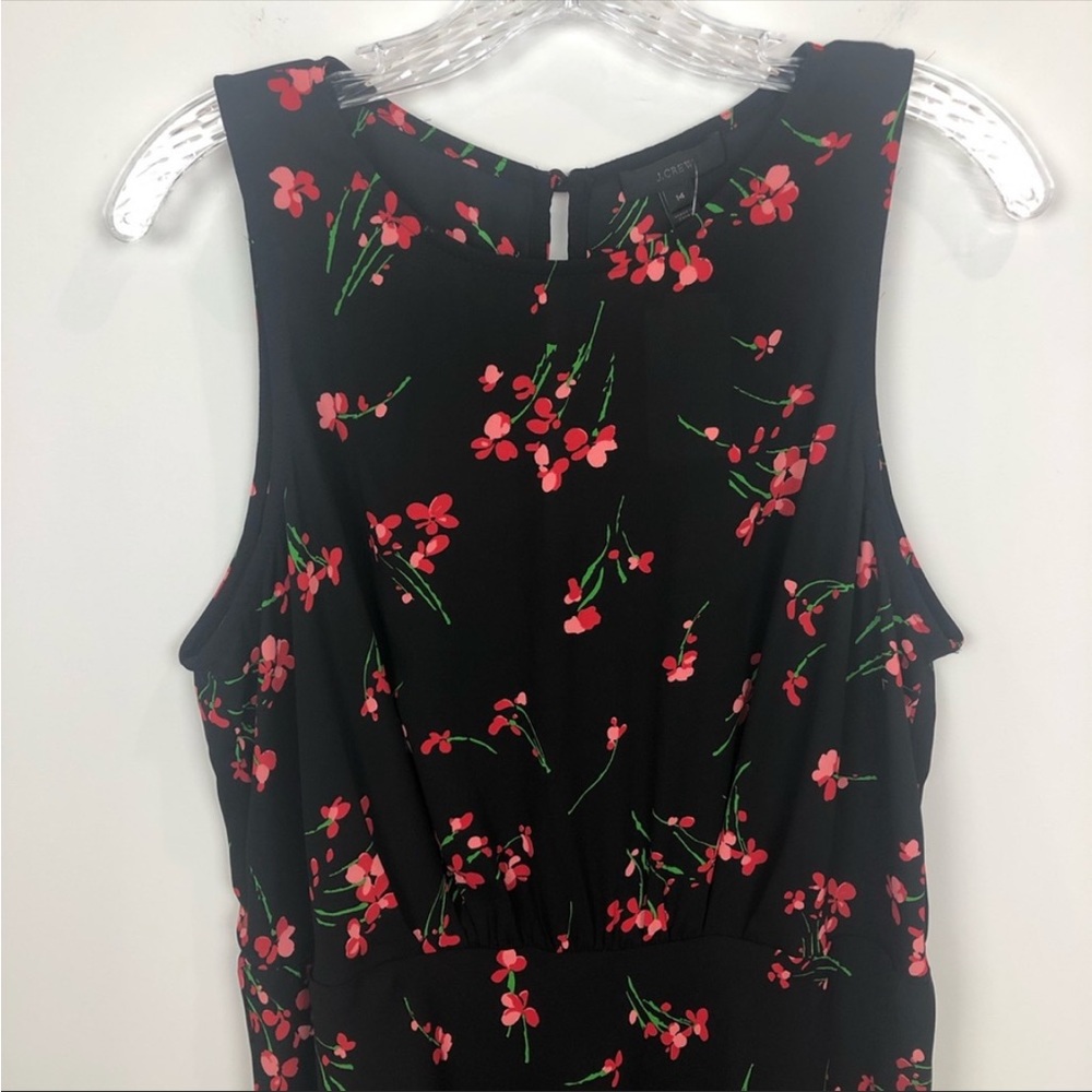 NWT J.Crew Ruched-waist dress in falling floral Black Size 14 - Picture 3 of 8